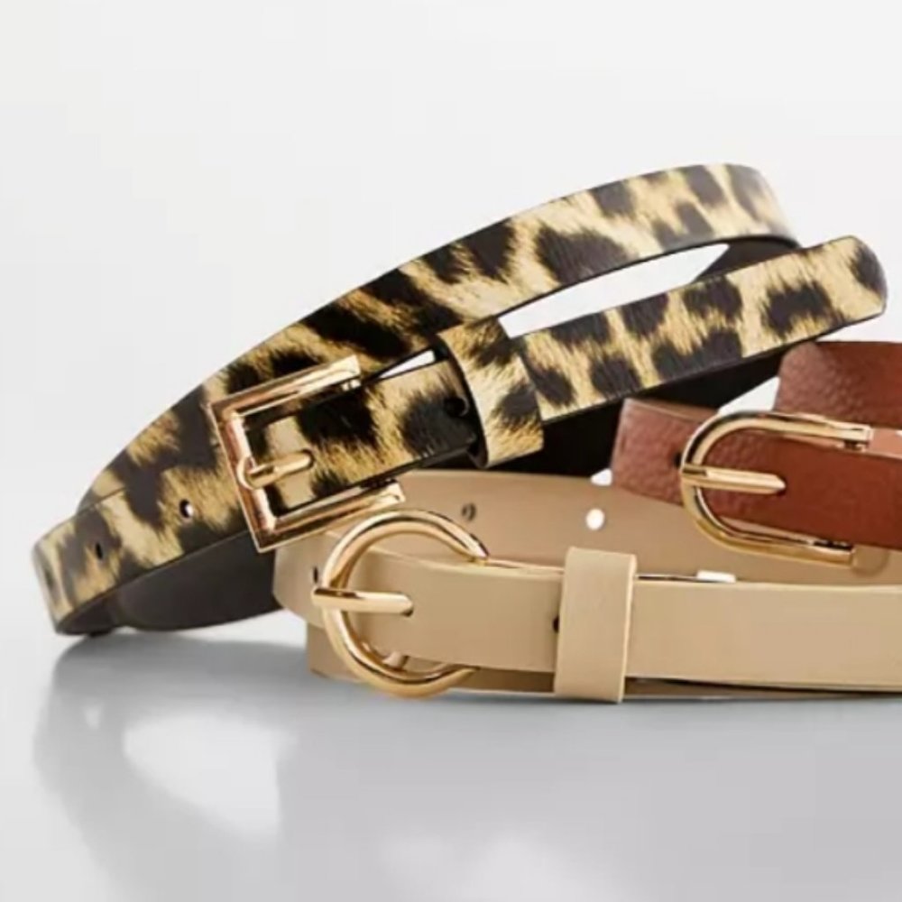 Leopard Print Skinny Belt - (S) - BKE